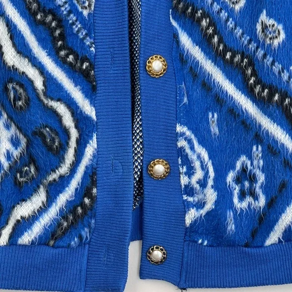 Blue Patterned Women's Cardigan - Picture 10 of 12